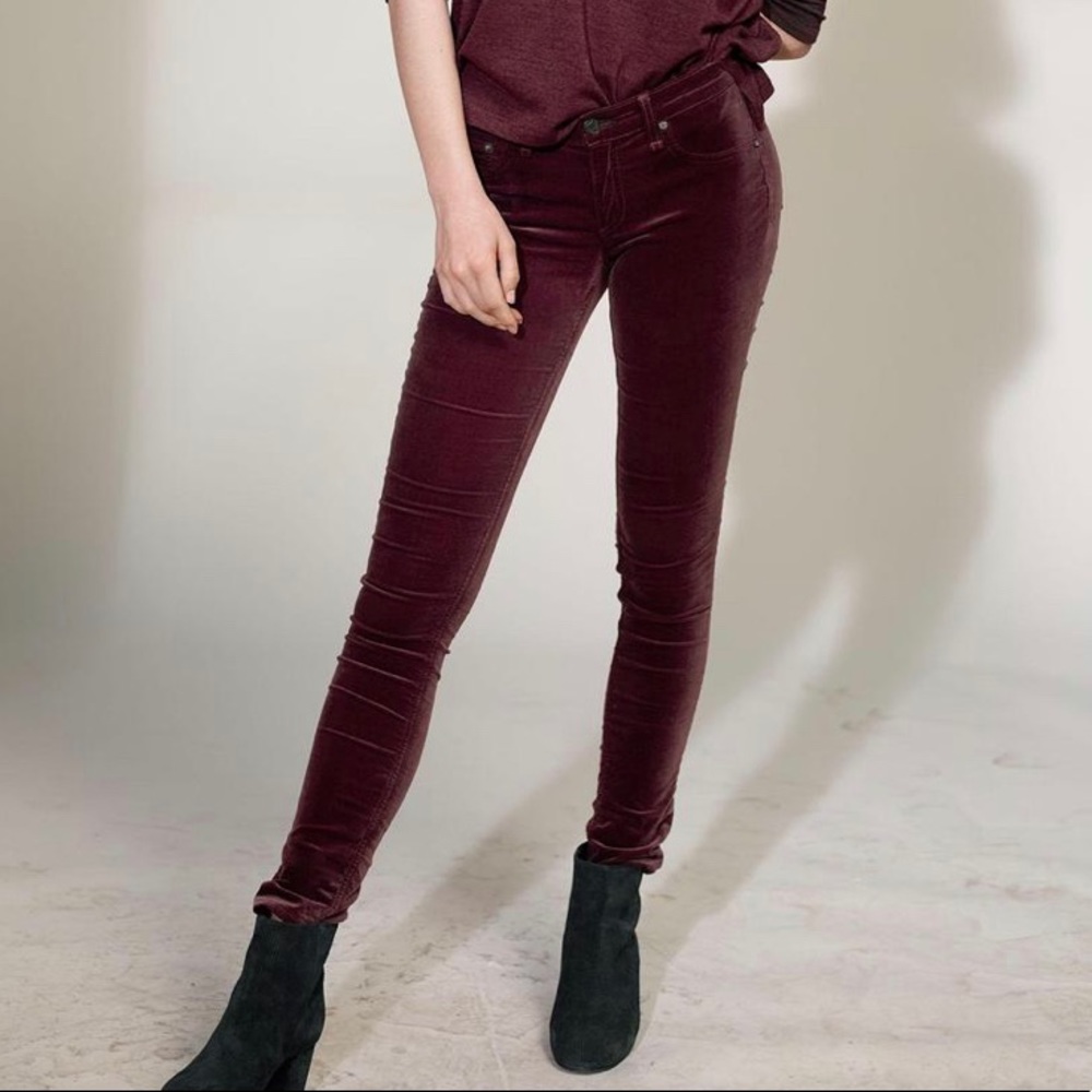Rag and Bone - Skinny Burgundy Velvet Jeans